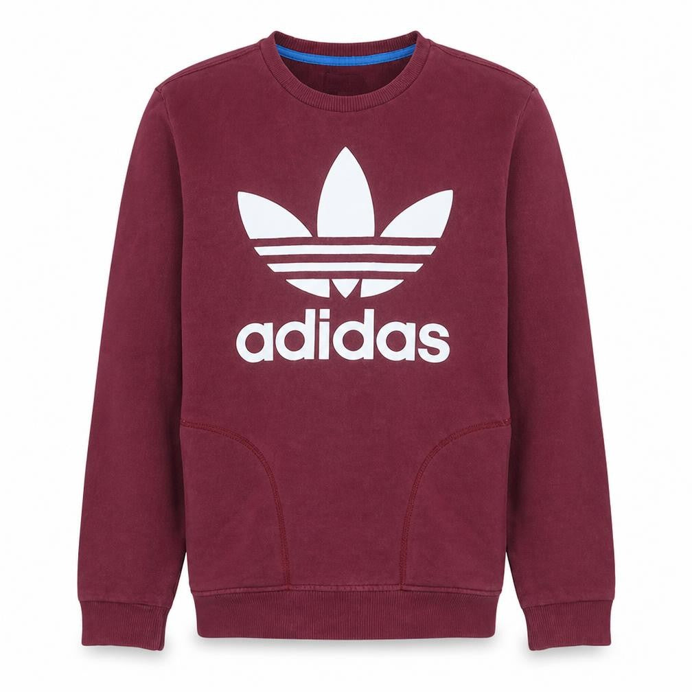 Front view of Adidas Men Red Crew Neck Pullover Sweatshirt S Regular Fit