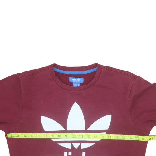 Adidas Men Red Crew Neck Pullover Sweatshirt S Regular Fit