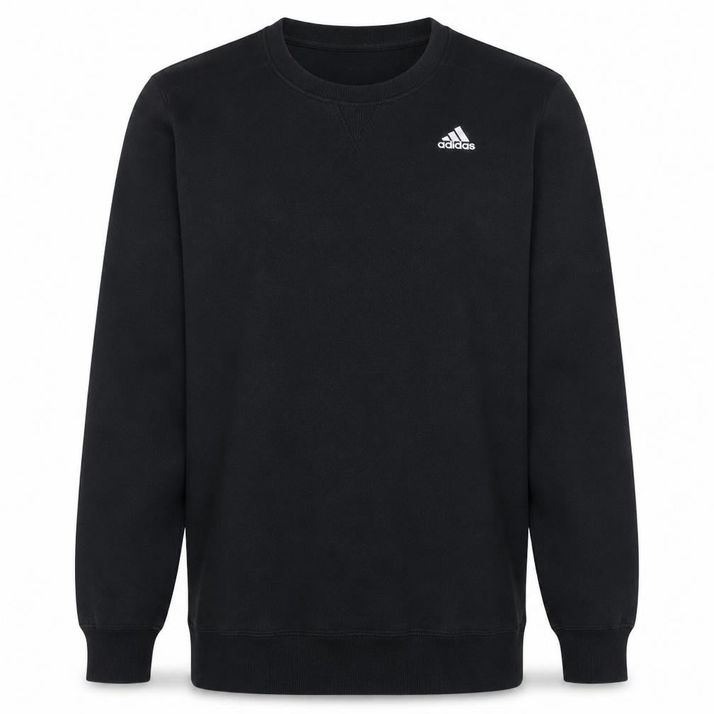 Front view of Adidas Men's Black Crew Neck Sweatshirt M Classic Pullover