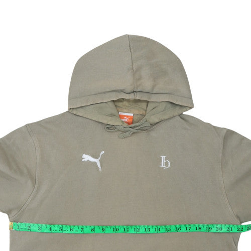 Puma Men's Beige Pullover Hoodie M Cotton Logo Sweatshirt