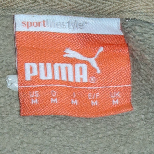 Puma Men's Beige Pullover Hoodie M Cotton Logo Sweatshirt