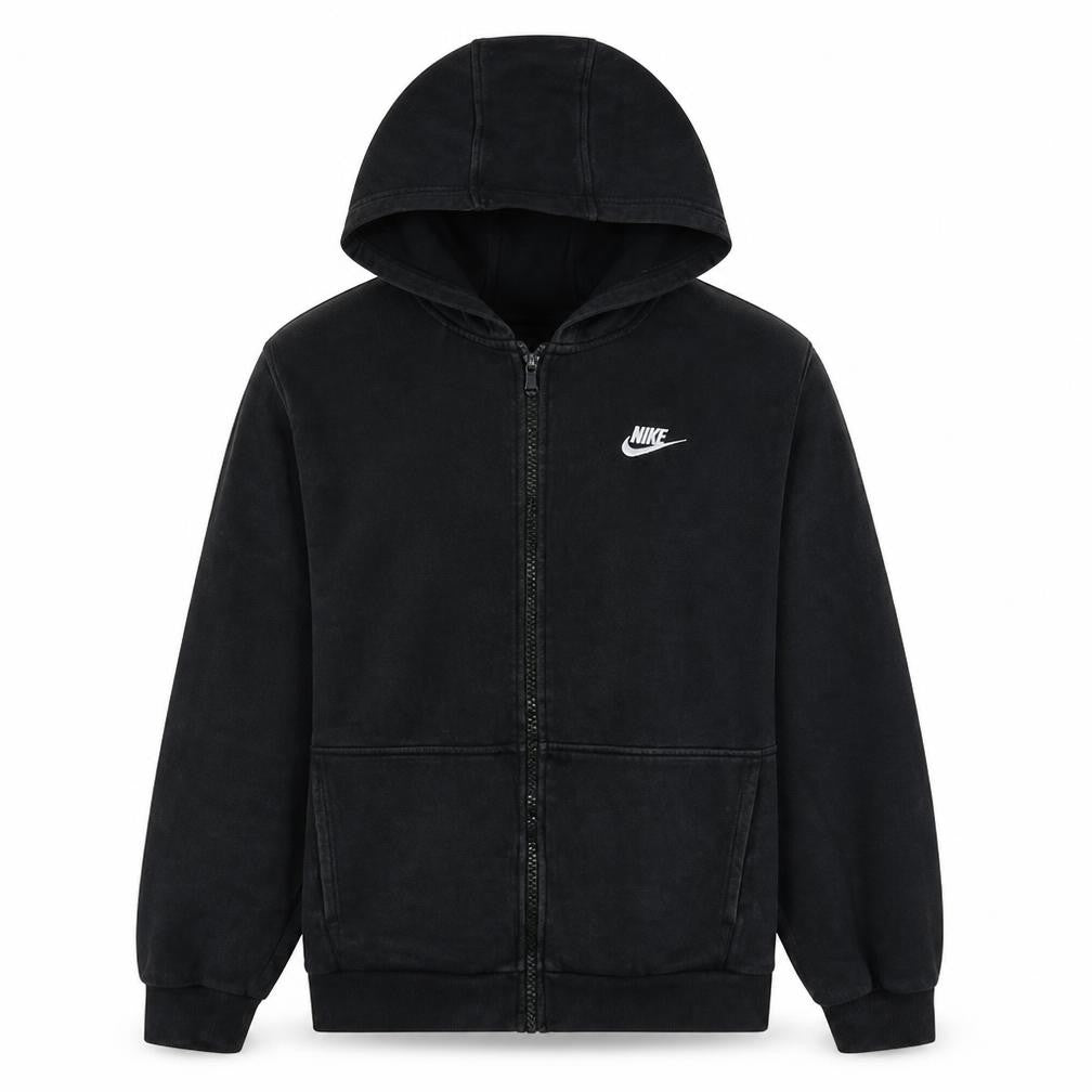 Front view of Nike boys’ black full zip fleece hoodie xl 158-170cm