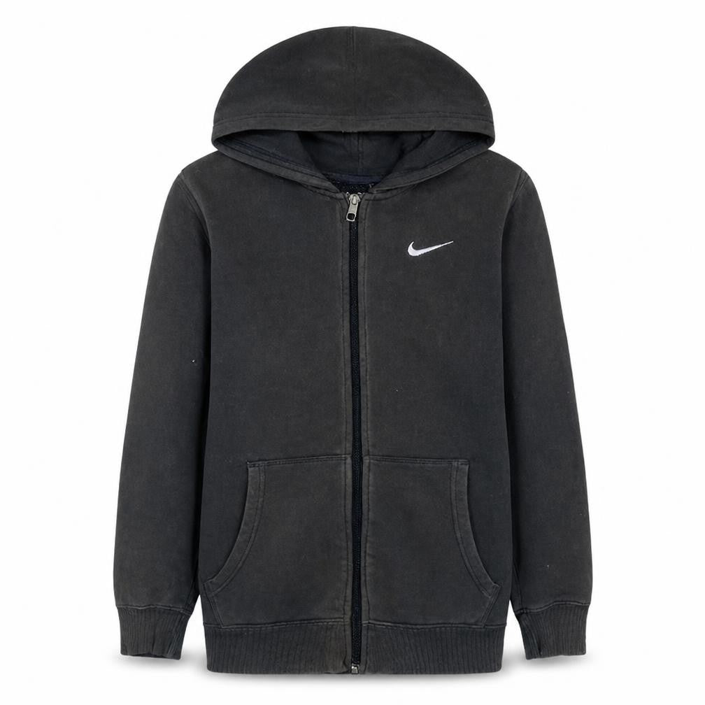 Front view of Nike boys’ black full zip hoodie 12-13 years fleece lined sweatshirt