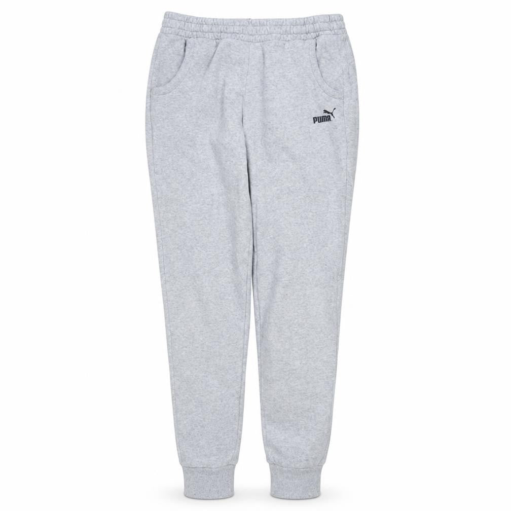 Front view of Puma women’s grey jogger sweatpants, size UK 12, regular fit