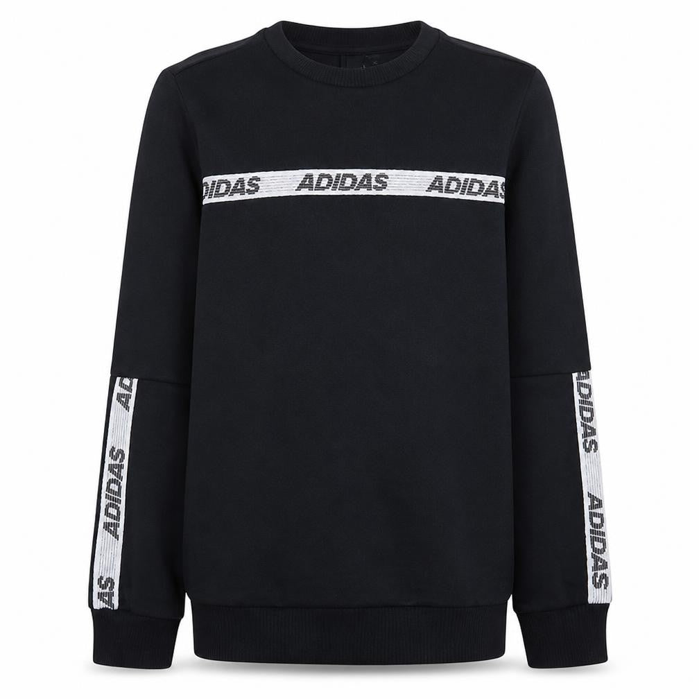 Adidas Boys Black Crew Neck Logo Pullover Sweatshirt 11-12 Years