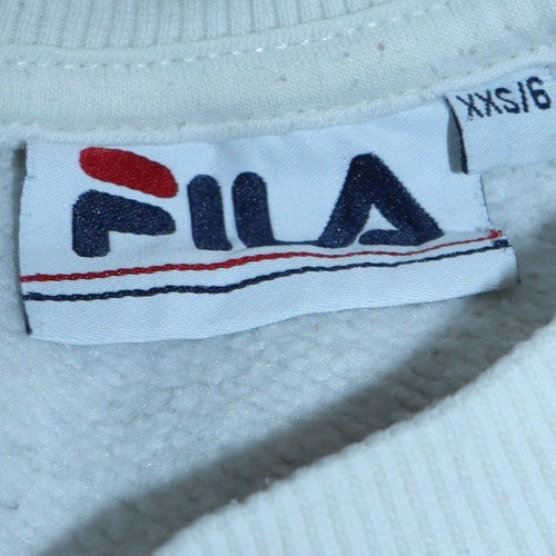 Fila Women's White Pullover Sweatshirt XXS Cotton Blend Logo Crew Neck
