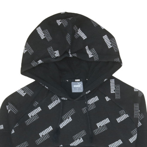Puma Men's Black Pullover Hoodie Small Logo Graphic Fleece