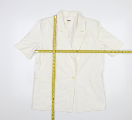 4th + Reckless Women's Ivory Short Sleeve Linen Blend Blazer UK 8