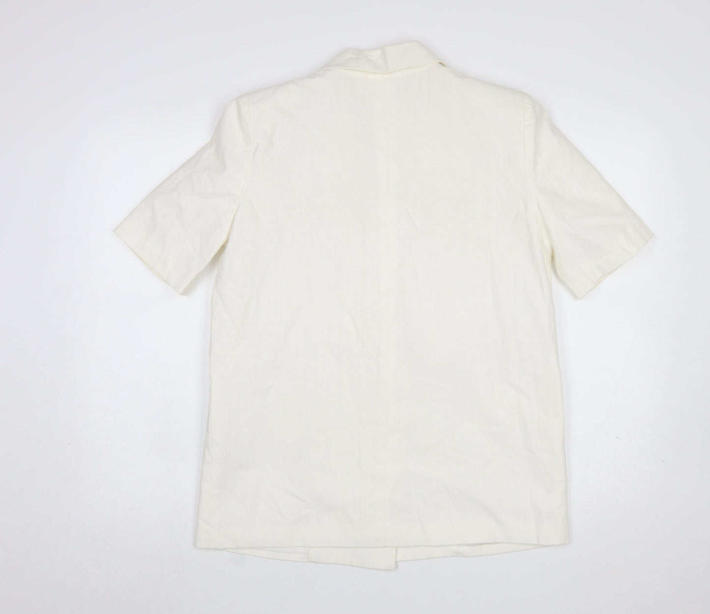 4th + Reckless Women's Ivory Short Sleeve Linen Blend Blazer UK 8