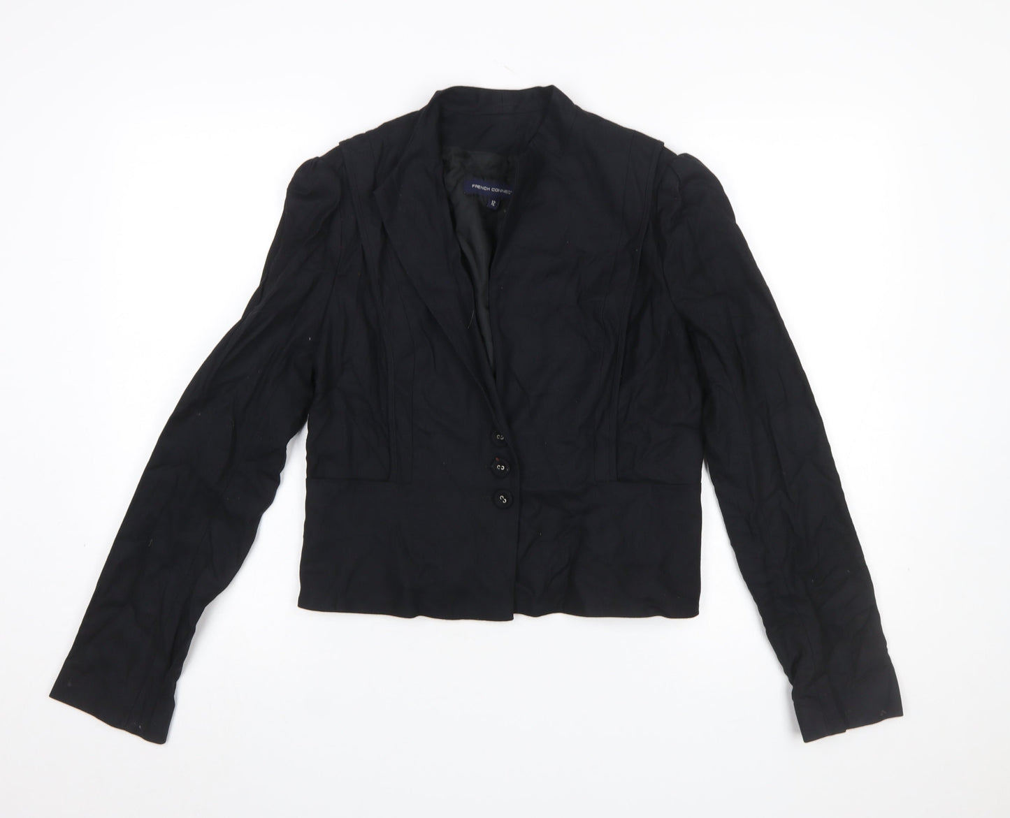 French Connection Women's Black Cropped Blazer Size 12 Tailored