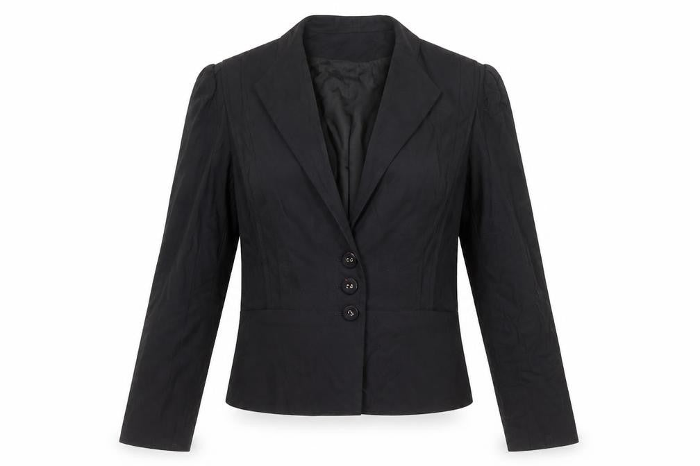 Front view of French Connection Women's Black Cropped Blazer, size 12, Tailored