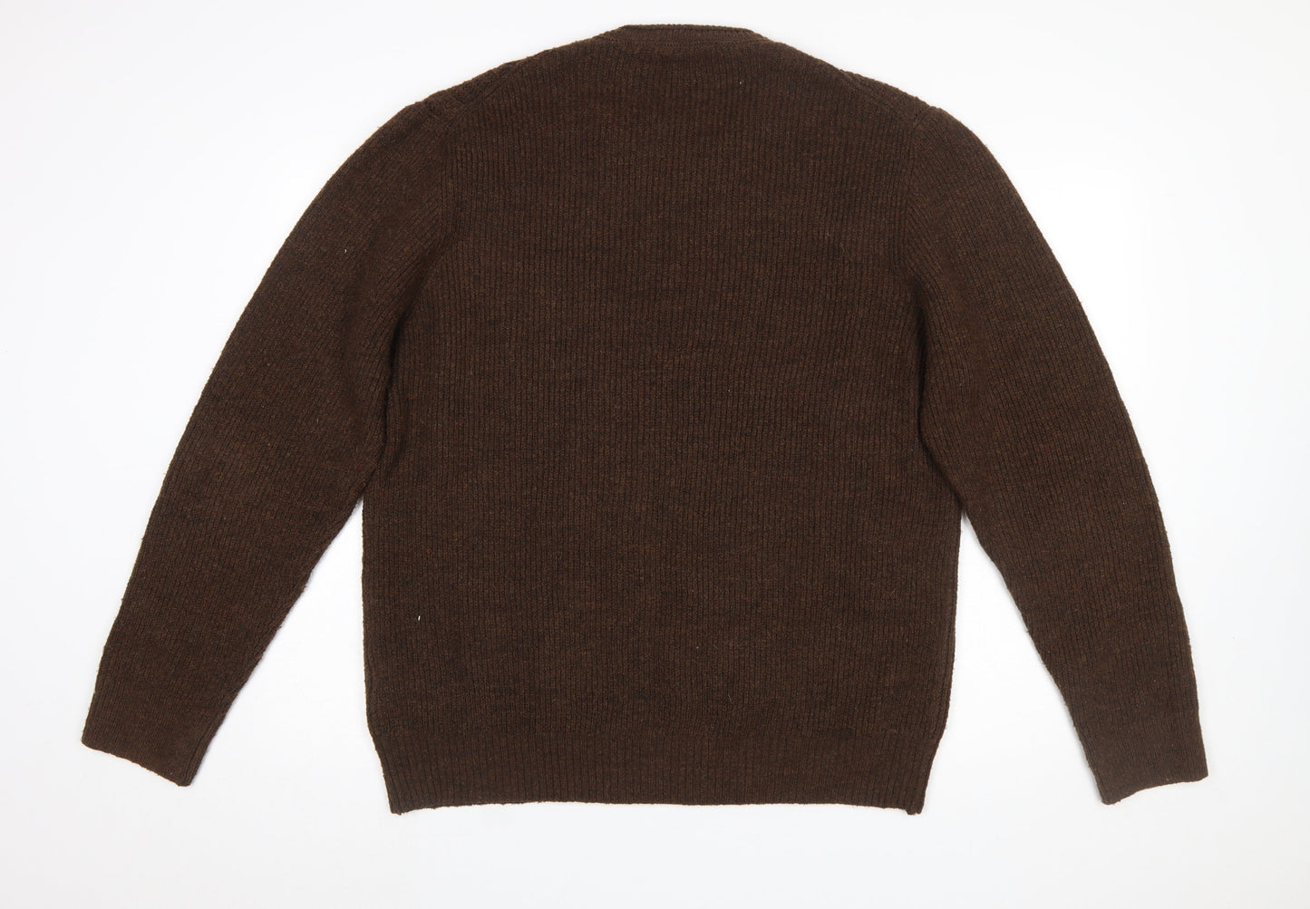 Seinse Men's Brown XL Cable-Knit Crew Neck Jumper