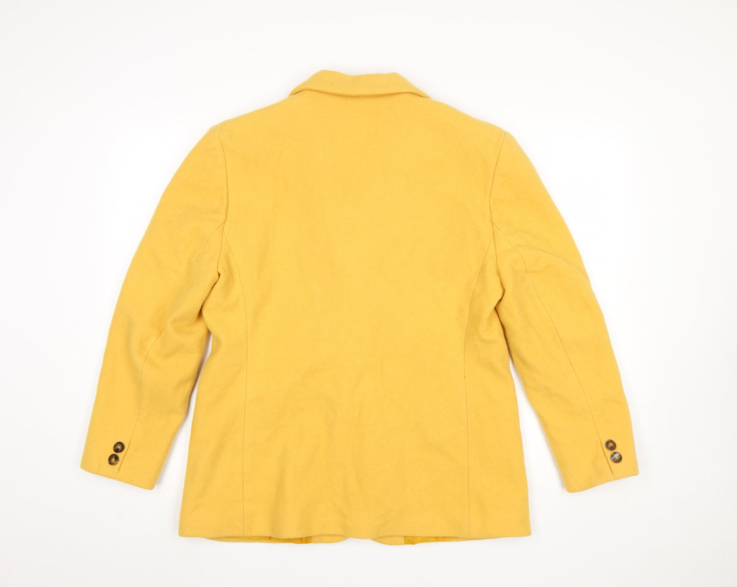 Compliments Women Yellow Wool Blazer Size 16 Single-Breasted Jacket