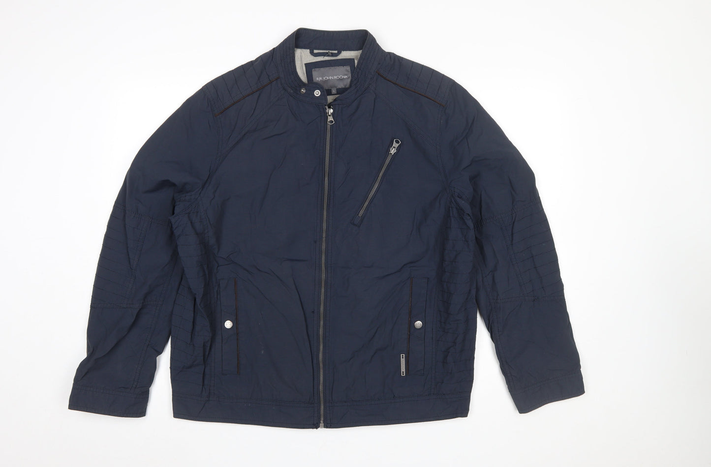 RJR John Rocha Men's Blue Biker Jacket Size L Cotton Nylon