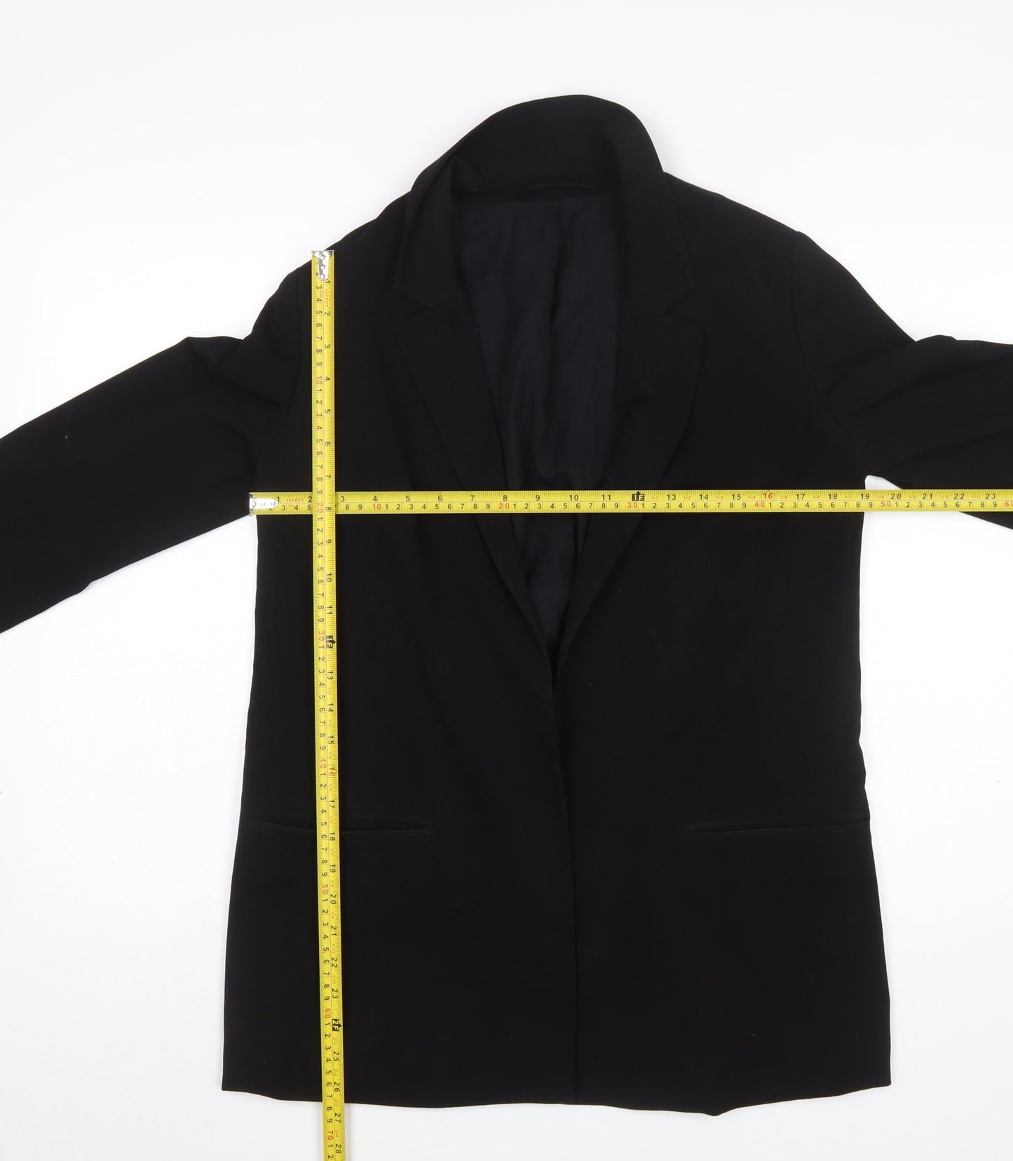 AllSaints Women Black UK 10 Single-Breasted Longline Blazer Jacket