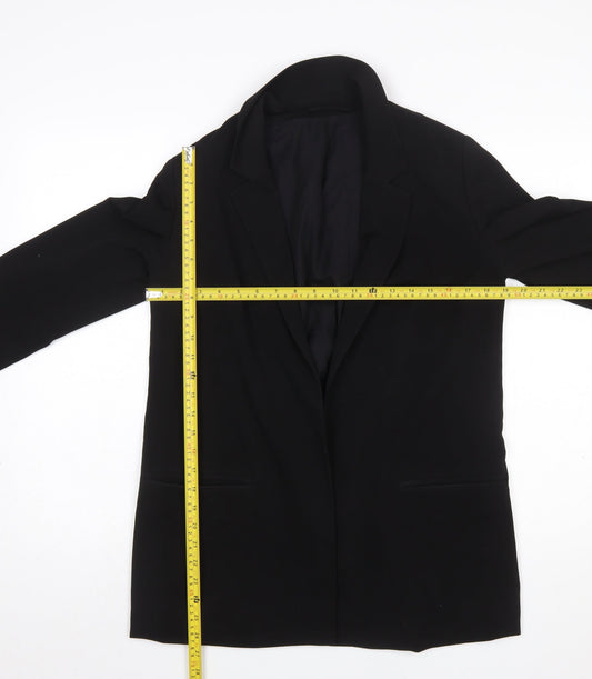AllSaints Women Black UK 10 Single-Breasted Longline Blazer Jacket