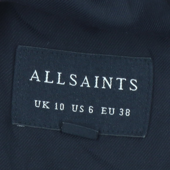 AllSaints Women Black UK 10 Single-Breasted Longline Blazer Jacket