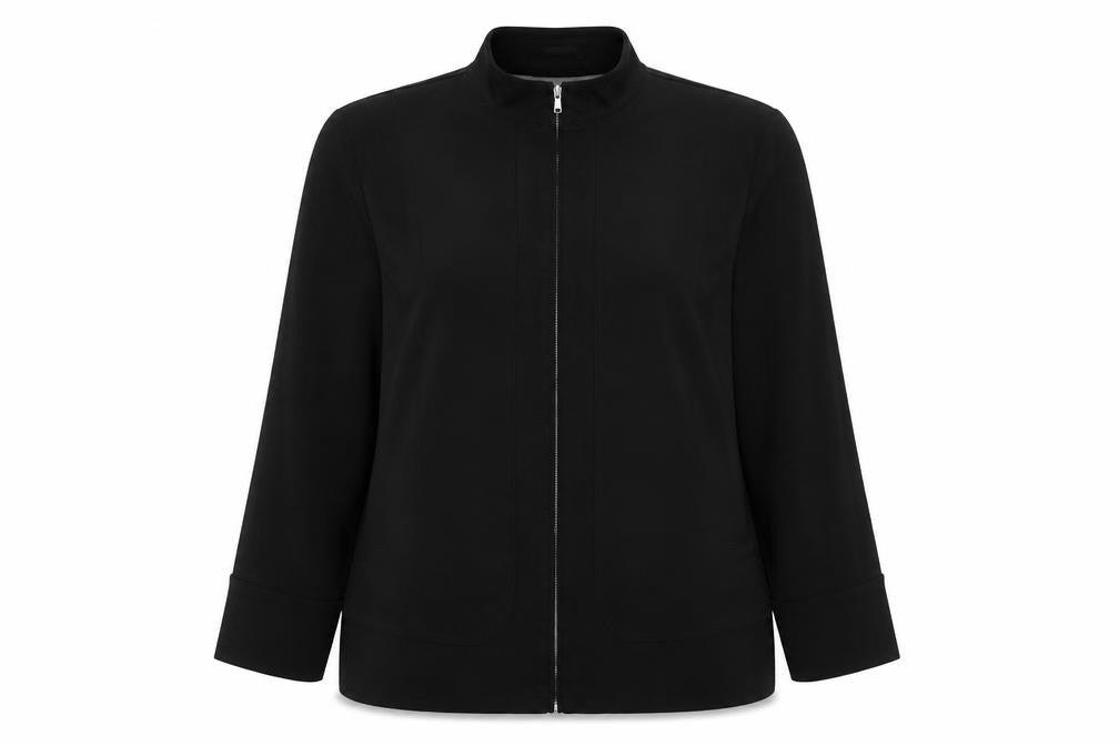 Essence Womens Black Size 18 Full Zip Mid-Length Jacket