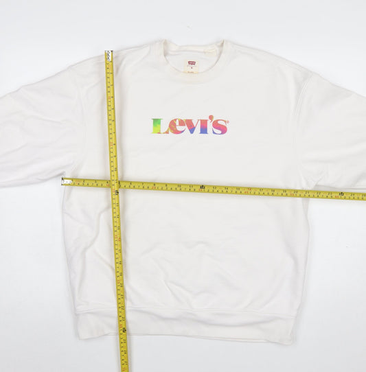 Levi's Men White Relaxed Fit Logo Pullover Sweatshirt M