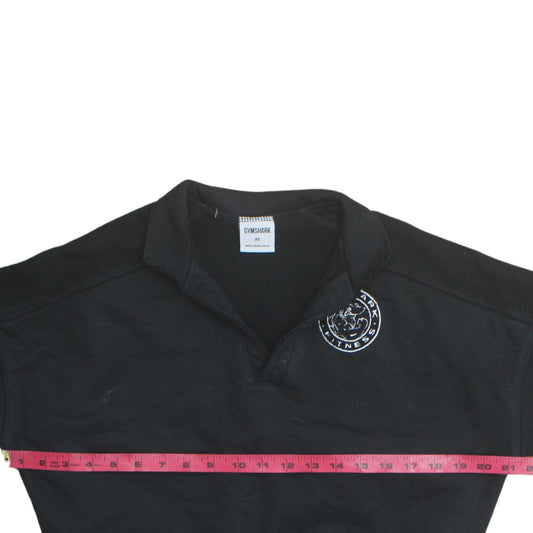 Gymshark Women's Black XS Henley Sweatshirt 100% Cotton Pullover