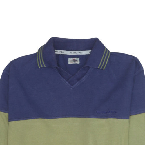 Levi's Men's Blue Green Black Colour Block Long Sleeve V-Neck Sweatshirt M