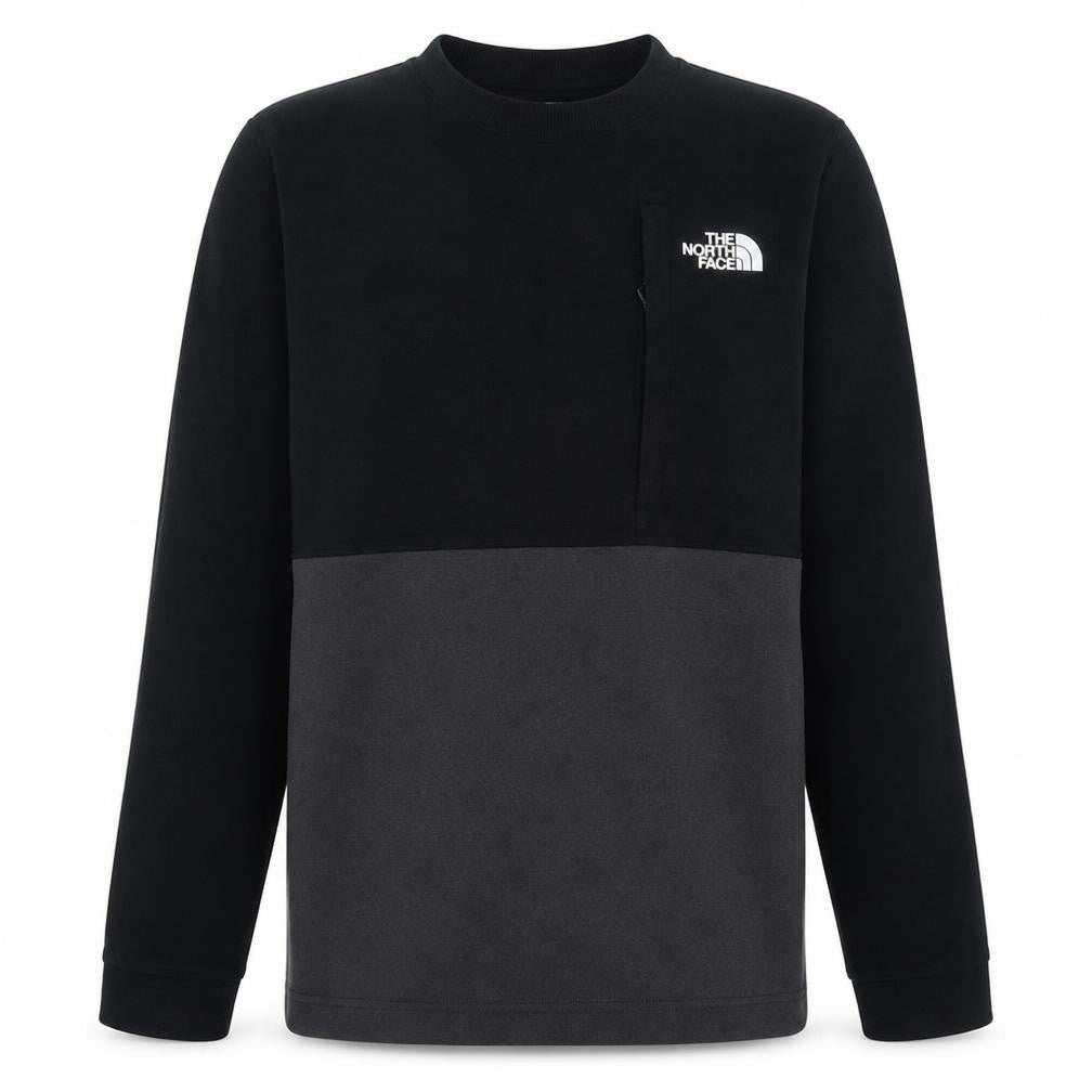 Front view of The North Face boys’ black xl colourblock fleece pullover sweatshirt