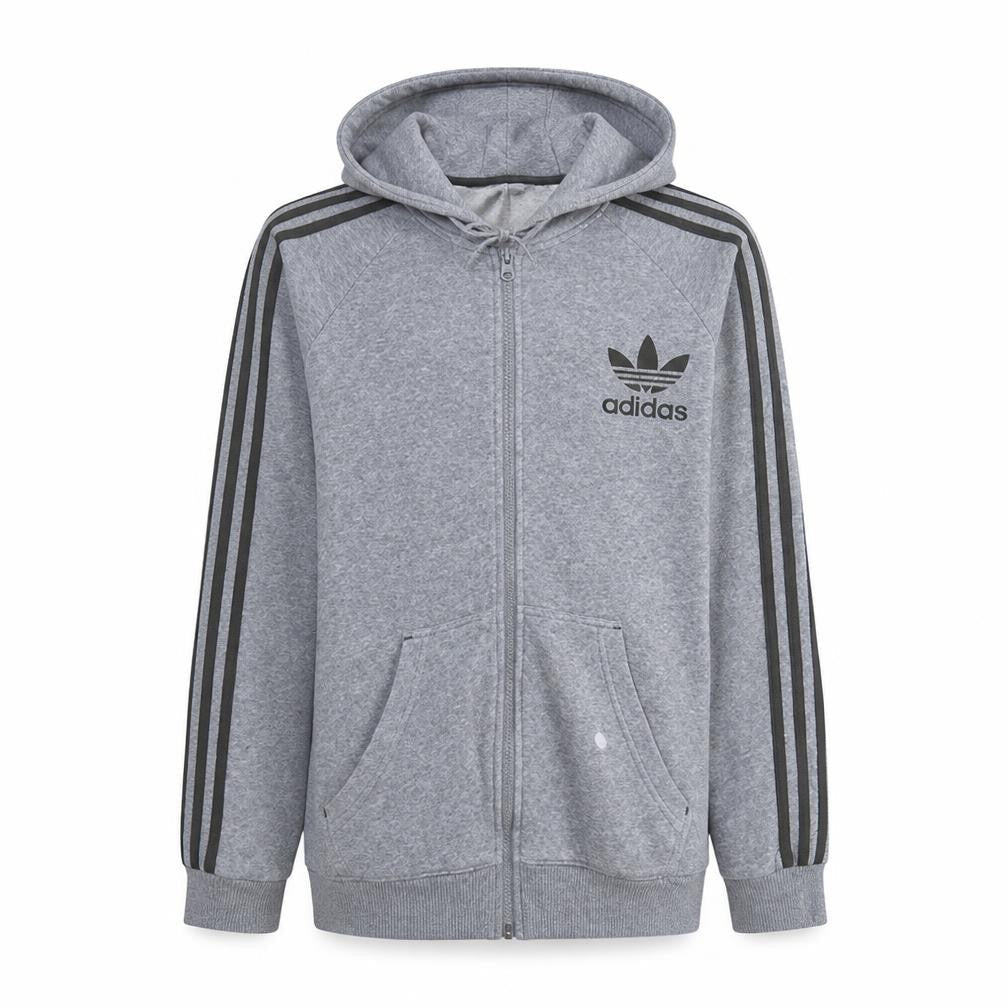 Adidas Mens Grey Full Zip Hoodie Size M Hooded Sweatshirt