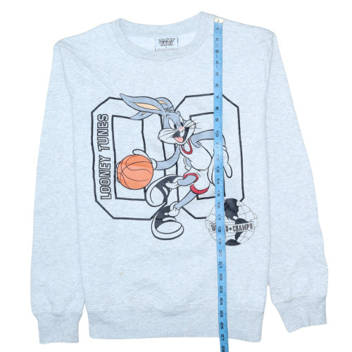 Looney Tunes Mens Grey Sweatshirt L Bugs Bunny Basketball Print