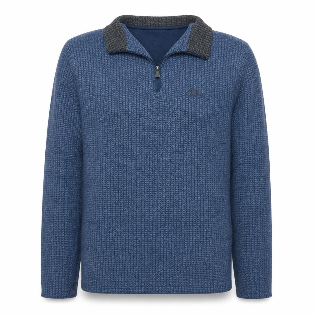 Weird Fish Men’s Blue Knit 1/4 Zip Collared Sweatshirt Size S
