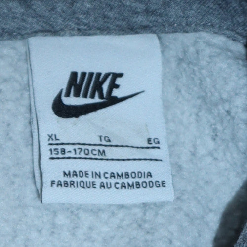 Nike Boys Grey XL Pullover Hoodie - Graphic Print Fleece Sweatshirt