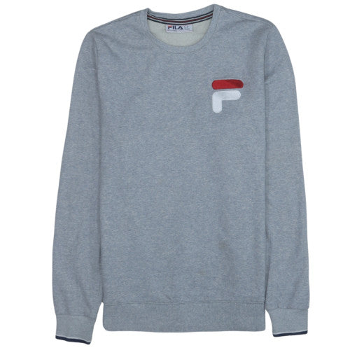 FILA Men's Grey Embroidered Logo Pullover Sweatshirt M