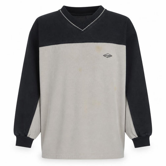 Lee Cooper Mens Beige & Black V-Neck Sweatshirt XL Classic Cotton
