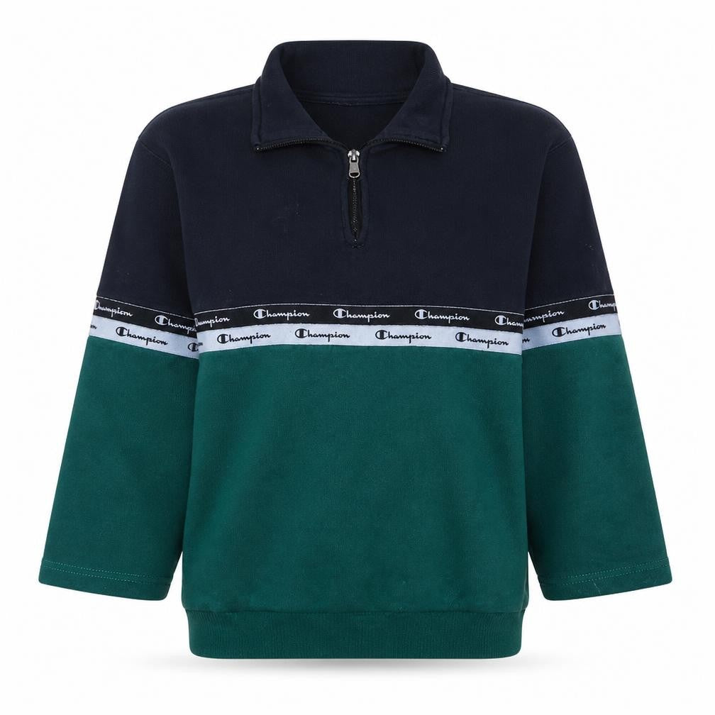 Champion Women's Black Green Small 1/4 Zip Sweatshirt Pullover