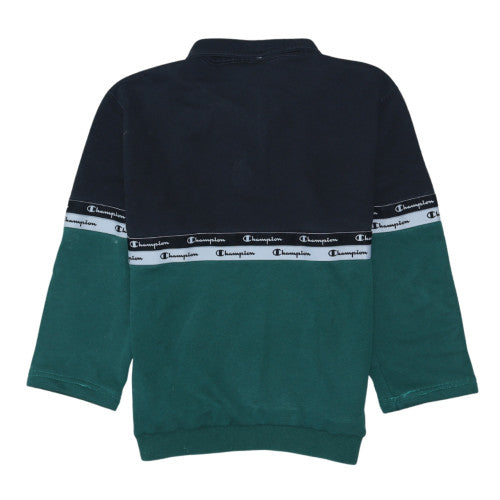 Champion Women's Black Green Small 1/4 Zip Sweatshirt Pullover