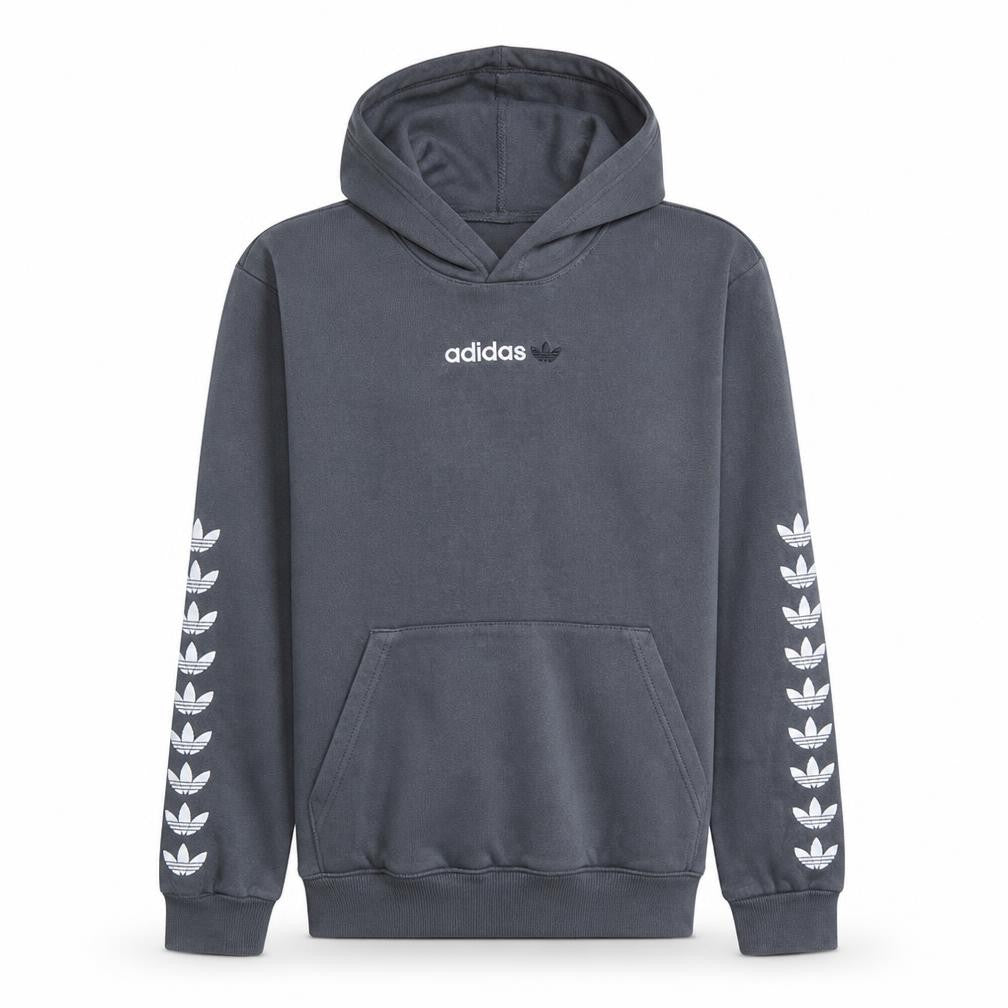 Adidas Boys Grey Pullover Hoodie 15-16 Years XL Logo Graphic Hooded Sweatshirt