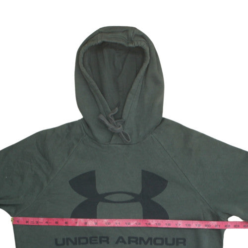 Under Armour Men's Green Pullover Hoodie Size M Graphic Logo Cotton Blend