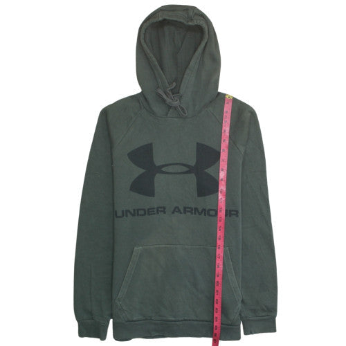 Under Armour Men's Green Pullover Hoodie Size M Graphic Logo Cotton Blend
