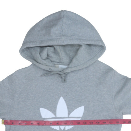 Adidas Women’s Grey Pullover Hoodie Size S Logo Print Casual Wear