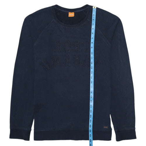 Hugo Boss Mens Navy Sweatshirt L Crew Neck Cotton BOSS Orange