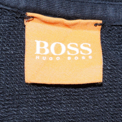 Hugo Boss Mens Navy Sweatshirt L Crew Neck Cotton BOSS Orange