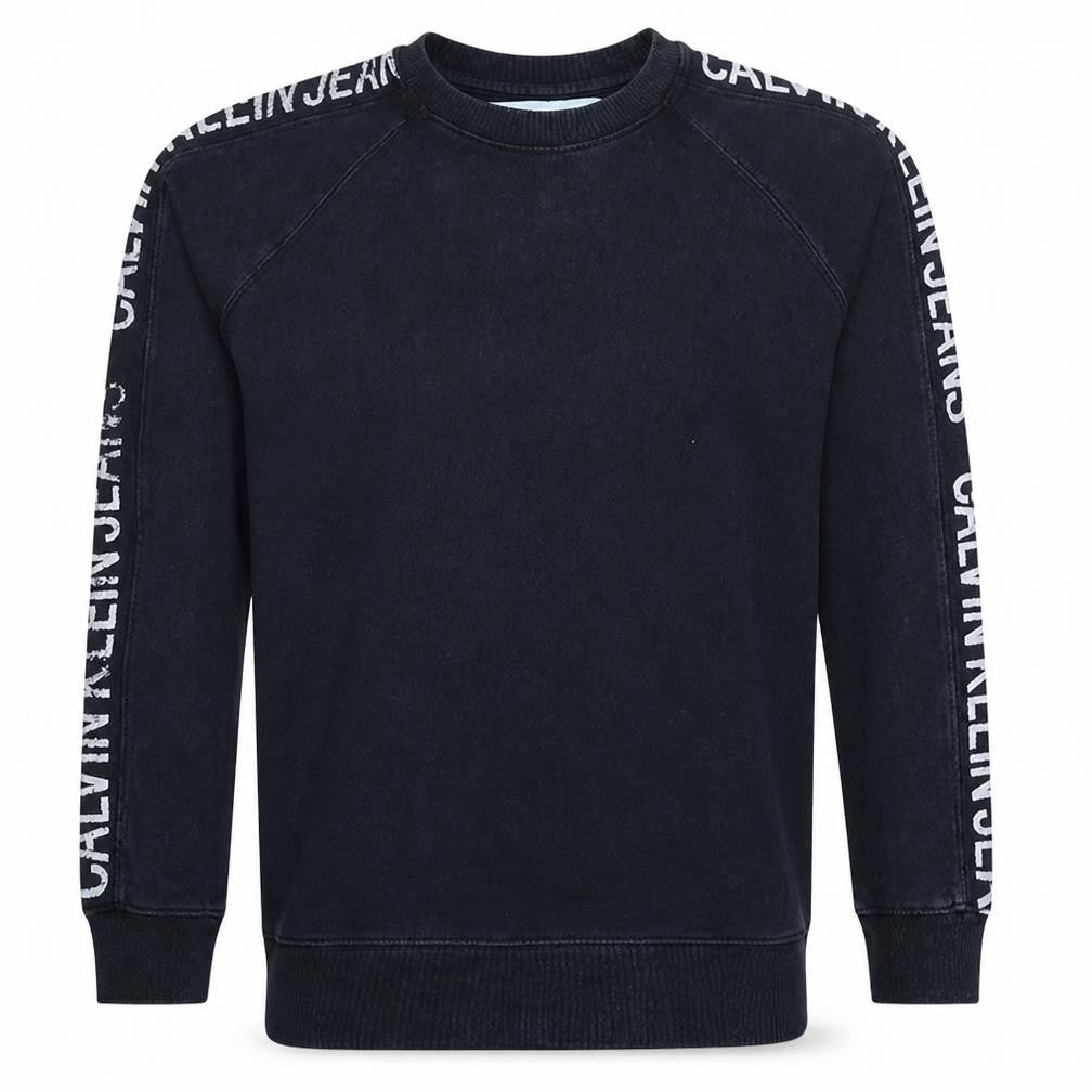 Calvin Klein Jeans Men Black Logo Crew Neck Sweatshirt Size S