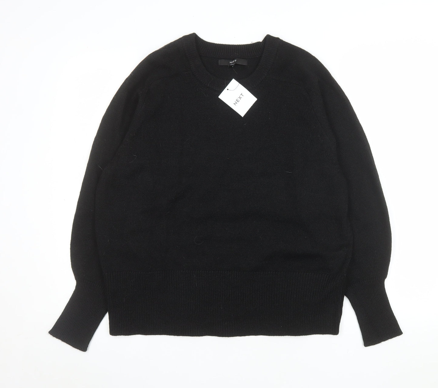 Next Women Black L Jumper Crew Neck Long Sleeve Knit Pullover