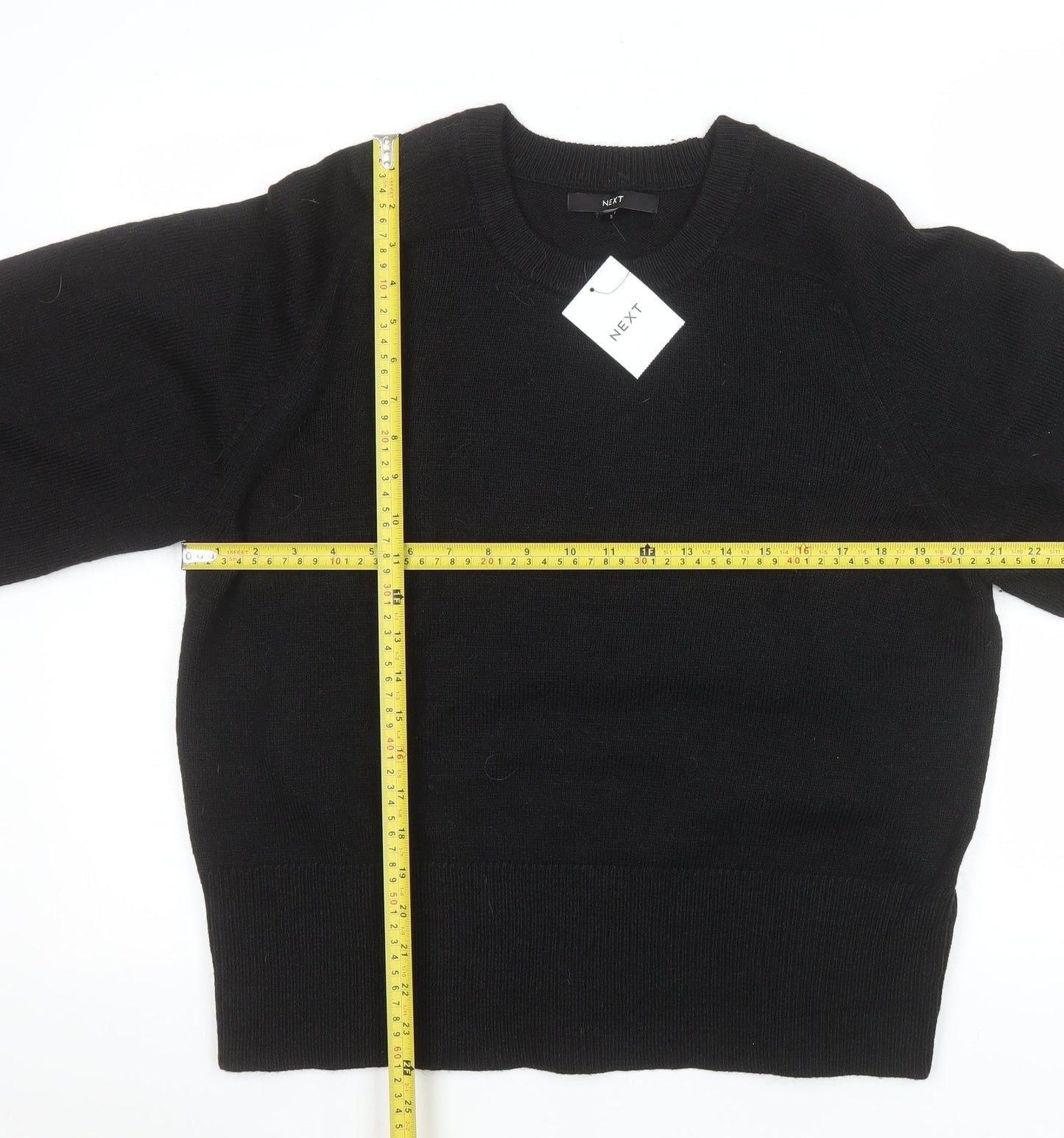 Next Women Black L Jumper Crew Neck Long Sleeve Knit Pullover