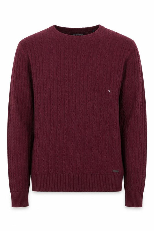 Superdry Men’s Red Cable Knit Wool Cashmere Pullover Jumper Size M