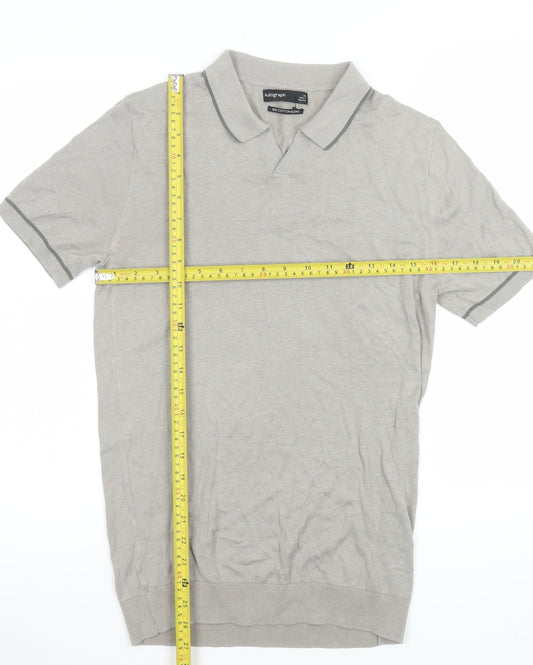 Marks and Spencer Men’s Grey Silk Cotton Collared XS T-Shirt