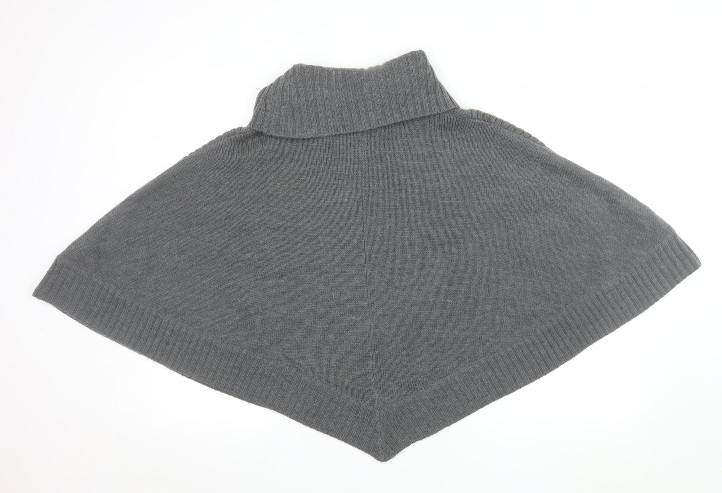 Pomodoro Women Grey Roll Neck Cape Jumper Size 14 Wool Blend