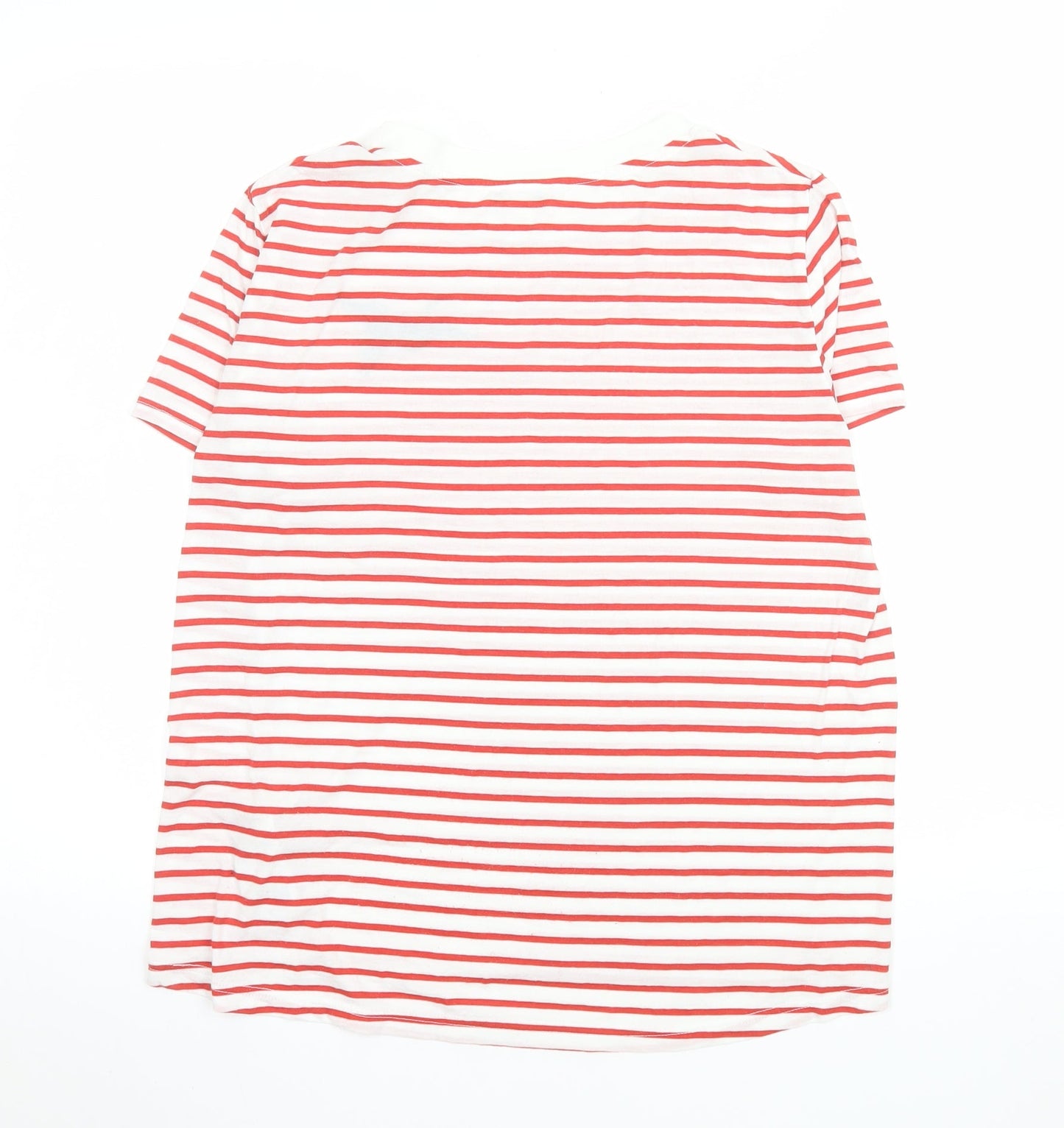 Whistles Women Red Stripe Embroidered Bird T-Shirt Size S