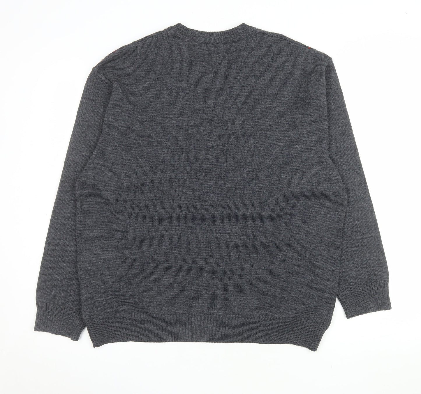 Peter Gribby Men’s Grey Cable-Knit Wool Blend V-Neck Jumper L
