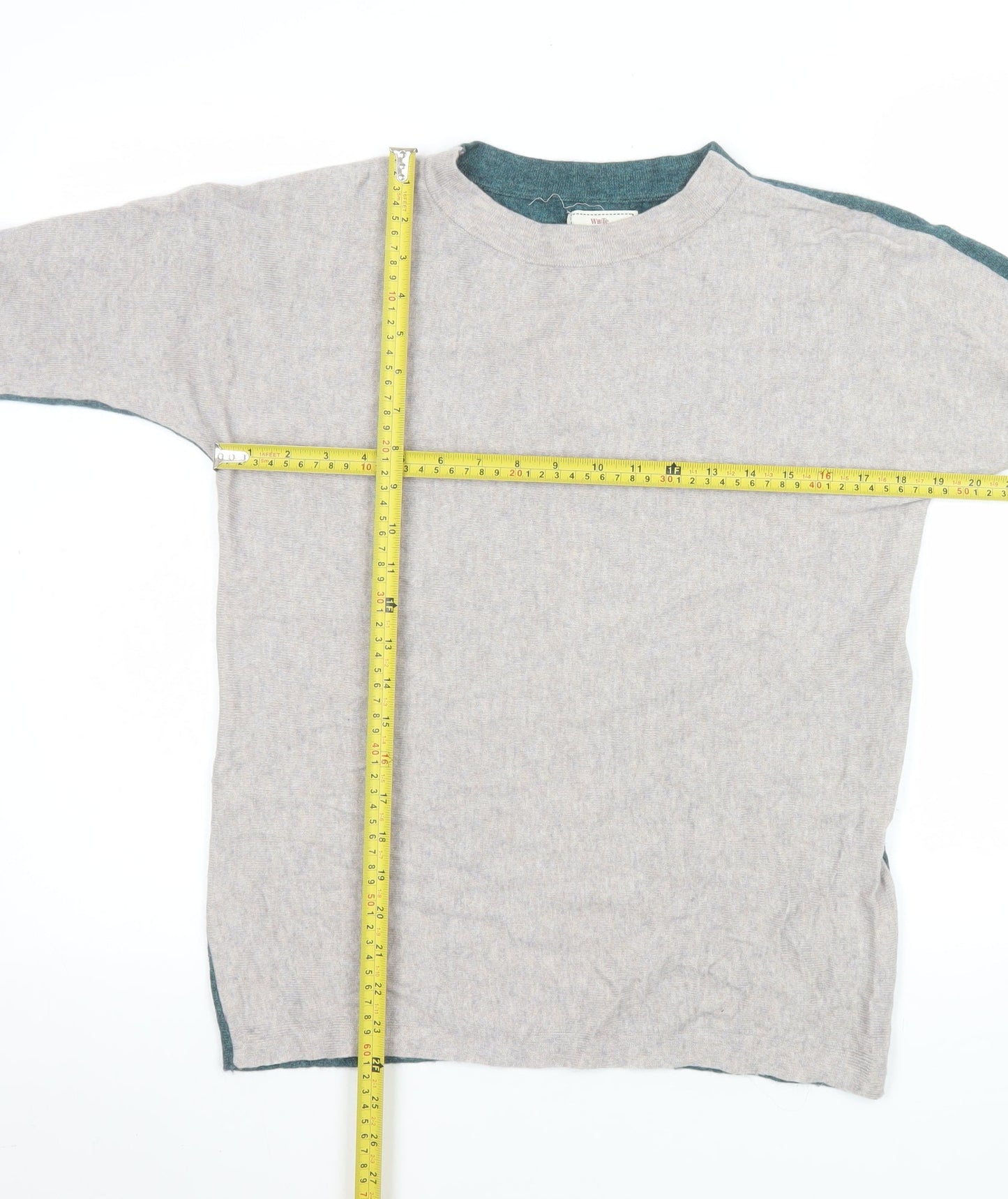 White Stuff Women’s Grey & Teal Reversible Jumper UK 8 Merino Wool Blend