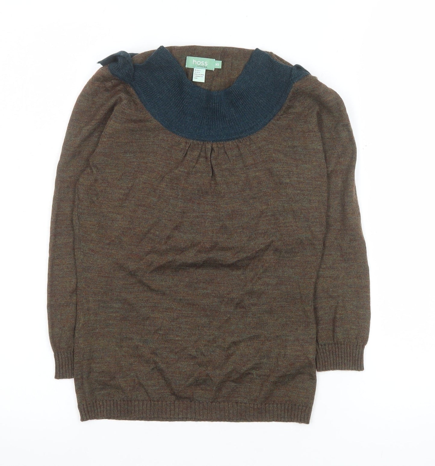 Hoss Intropia Women's Brown Blue Pullover Jumper XS Merino Wool Blend